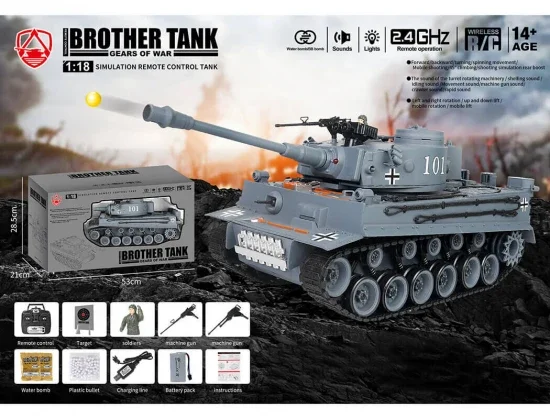 Brother RC Tank 1:18 German Tiger 1 Grey — image 13 of 17