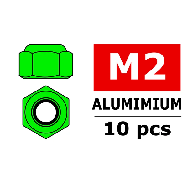 Corally Aluminium Nylstop Nut M2 Green 10 Pcs — image 1 of 2