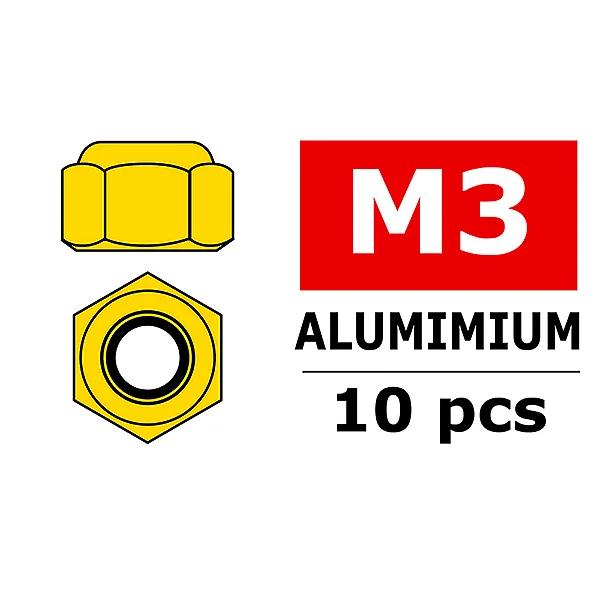 Corally Aluminium Nylstop Nut M3 Gold 10 Pcs — image 1 of 2