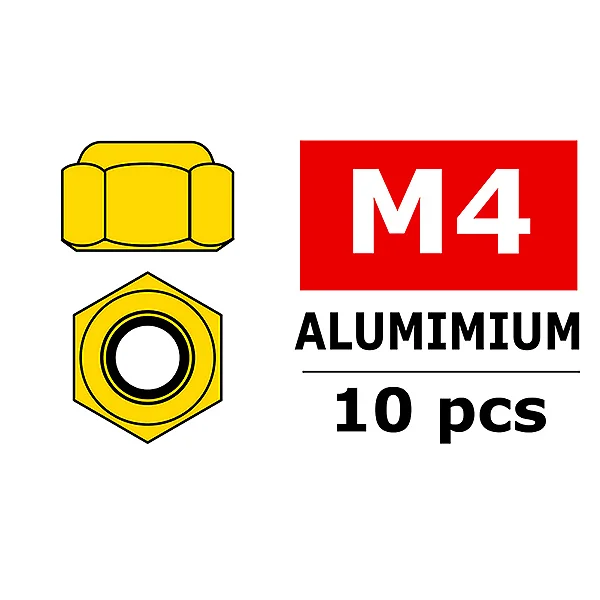 Corally Aluminium Nylstop Nut M4 Gold 10 Pcs — image 1 of 2