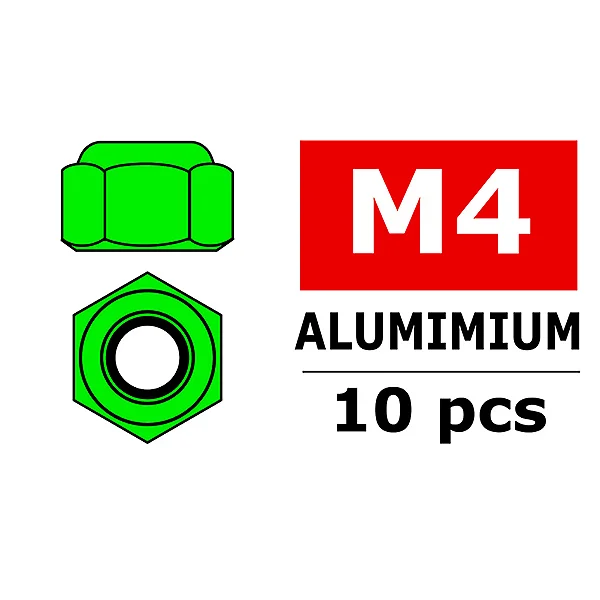Corally Aluminium Nylstop Nut M4 Green 10 Pcs — image 1 of 2
