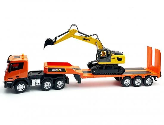 HuiNa 1:24 Platform Trailer And Excavator Set — image 2 of 6
