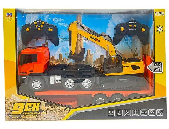 HuiNa 1:24 Platform Trailer And Excavator Set — image 6 of 6