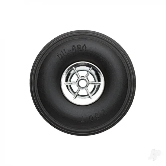 Dubro 2-1/2in Diameter Chrome Treaded Wheels (2 pcs) — image 2 of 3