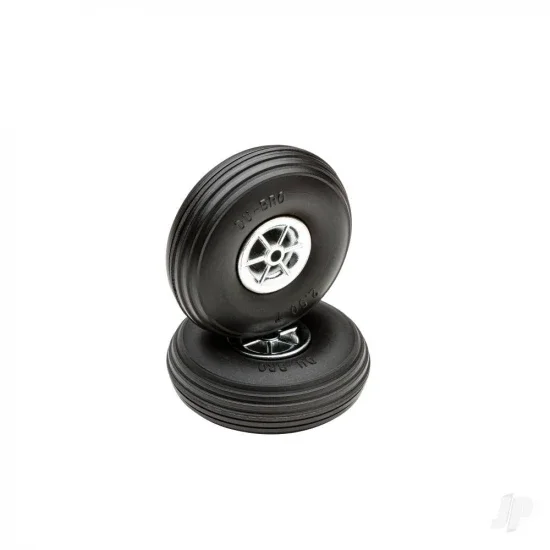 Dubro 2-1/2in Diameter Chrome Treaded Wheels (2 pcs) — image 1 of 3