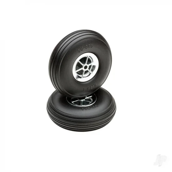 Dubro 2-3/4in Diameter Chrome Treaded Wheels (2 pcs) — image 1 of 3