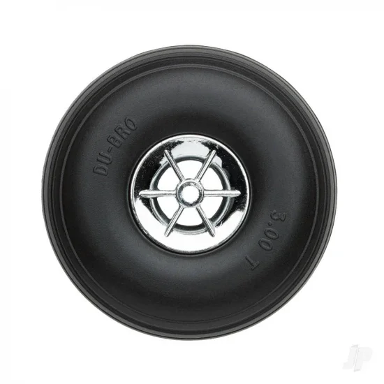 Dubro 3in Diameter Chrome Treaded Wheels (2 pcs) — image 2 of 3
