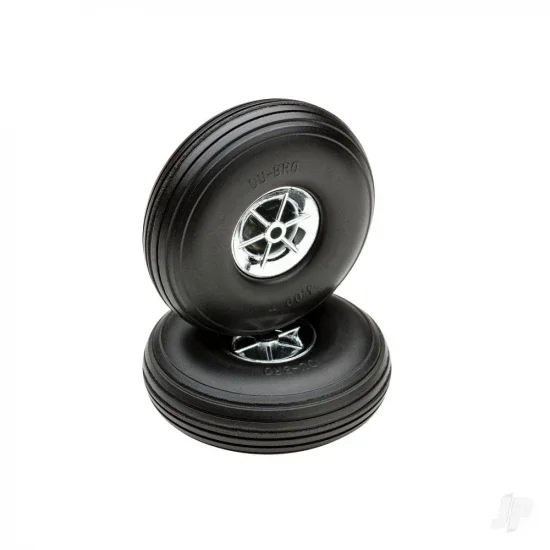 Dubro 3in Diameter Chrome Treaded Wheels (2 pcs) — image 1 of 3