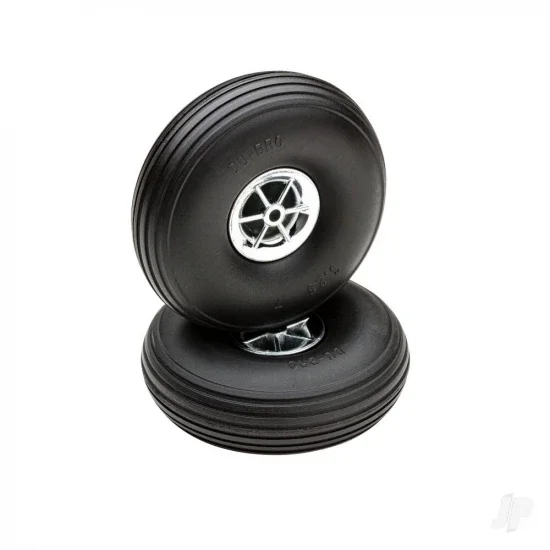 Dubro 3-1/4in Diameter Chrome Treaded Wheels (2 pcs) — image 1 of 3