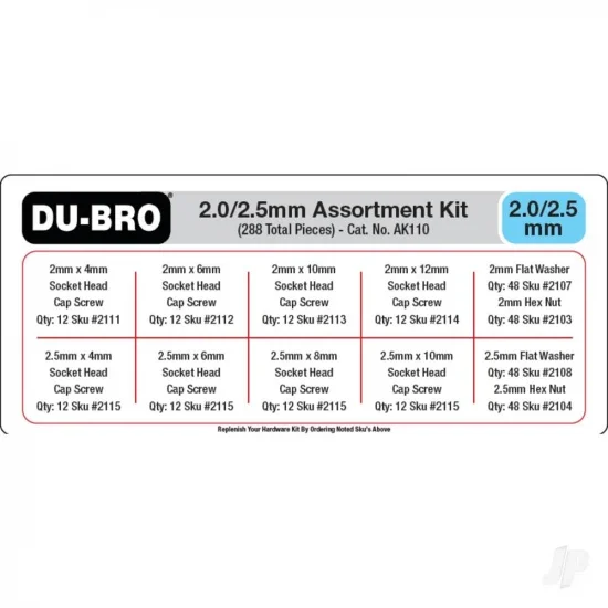 Dubro 2.0 / 2.5mm Hardware Assortment Kit (288 pcs set) — image 1 of 2