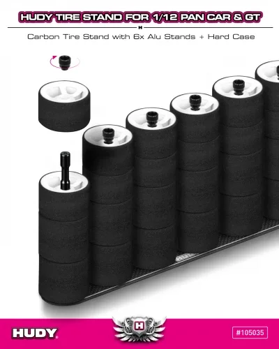 Hudy Carbon Tire Stand 6X Hard Case - 1:12 Pan Car And 1:12 GT — image 2 of 4