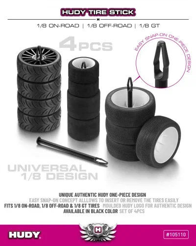 Hudy Tire Stick 1:8 On-Road 1:8 Off-Road And 1:8 GT (4) &mdash; image 2 of 2