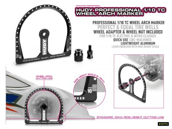 Hudy Professional 1:10 TC Wheel Arch Marker Wheel Adapter And Nut — image 2 of 2