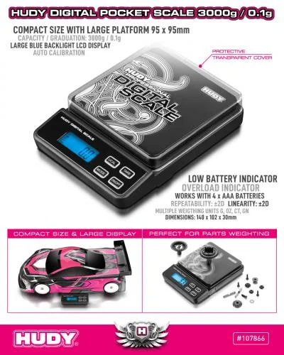 Hudy Professional Digital Pocket Scale - 3000G/0.1G — image 4 of 5