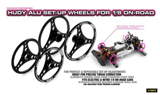 Hudy Aluminium Set Up Wheel For 1:8 On-Road (4) &mdash; image 3 of 3