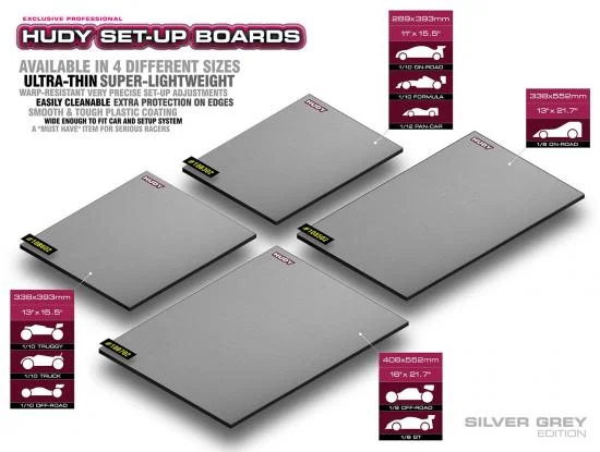 Hudy Flat Set Up Board 1:10 + 1:12 On-Road - Lightweight - Silver Grey — image 2 of 2