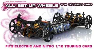 Hudy Alloy Set Up Wheels for 1:10 Rubber Tyres (4) &mdash; image 3 of 6