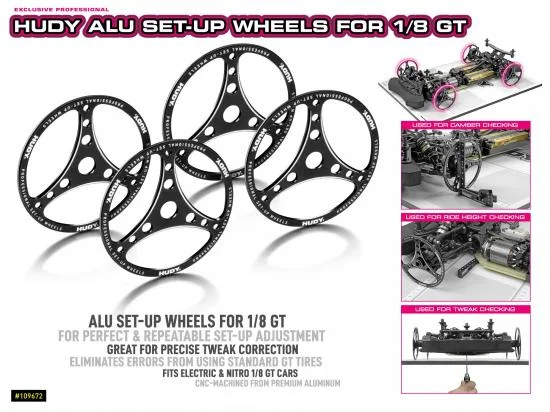 Hudy Aluminium Set Up Wheel For 1:8 GT (4) &mdash; image 2 of 2