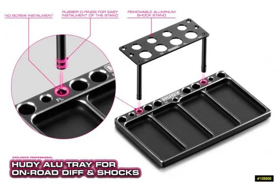 Hudy Aluminium Tray For On-Road Diff + Shocks &mdash; image 3 of 4
