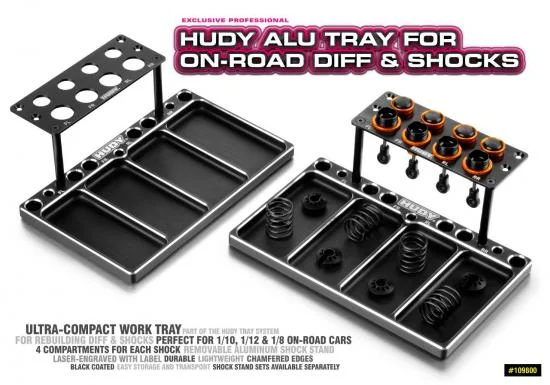 Hudy Aluminium Tray For On-Road Diff + Shocks &mdash; image 4 of 4