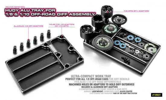 Hudy Aluminium Tray For 1:8 Off-Road Diff Assembly — image 2 of 2