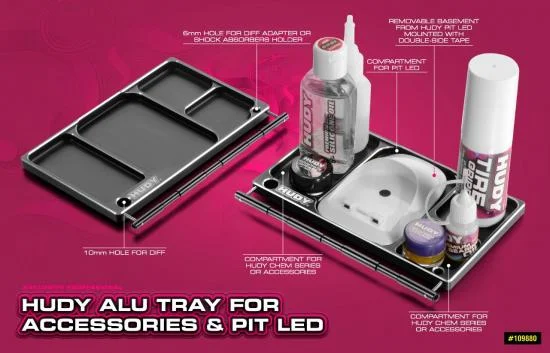 Hudy Aluminium Tray For Accessories + Pit LED &mdash; image 3 of 6