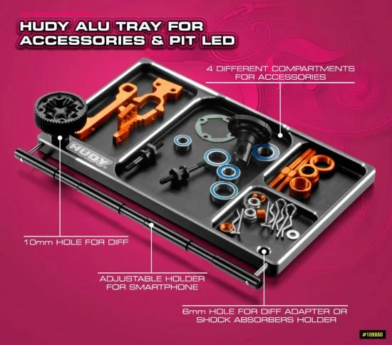Hudy Aluminium Tray For Accessories + Pit LED &mdash; image 4 of 6