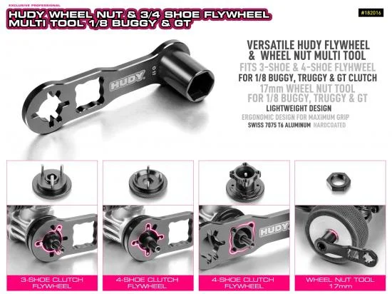 Hudy Wheel Nut And 3/4 Shoe Flywheel Multi-Tool 1:8 Buggy And GT — image 2 of 2