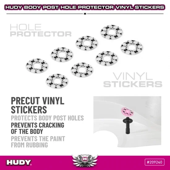 Hudy Body Post Hole Protector Vinyl Sticker 7X16X0.5mm (8) &mdash; image 3 of 3