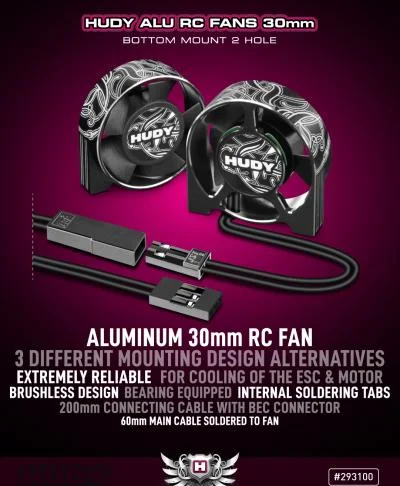 Hudy Aluminium RC Fan 30mm - Bottom Mount 2 Hole &mdash; image 2 of 3