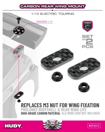 Hudy Carbon Rear Wing Mount - 1:10 Electric (2) — image 2 of 3