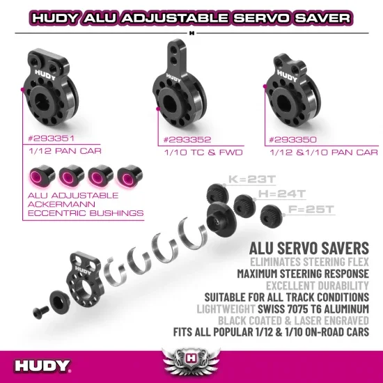 Hudy Aluminium Fixed Servo Saver Set - 1:12 &mdash; image 2 of 2