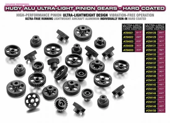 Hudy Aluminium Ultra-Light Pinion Gear - Hard Coated - 43T / 64DP — image 2 of 2