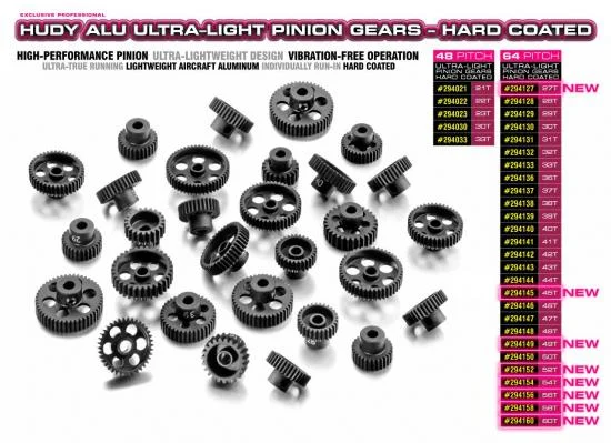 Hudy Aluminium Ultra-Light Pinion Gear - Hard Coated - 58T / 64DP — image 2 of 2