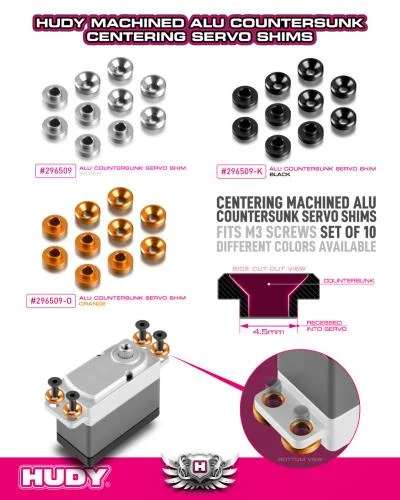 Hudy Aluminium Countersunk Servo Shim - Black (10) &mdash; image 2 of 2