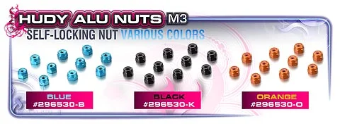 Hudy Aluminium Nut M3 - Orange (10)