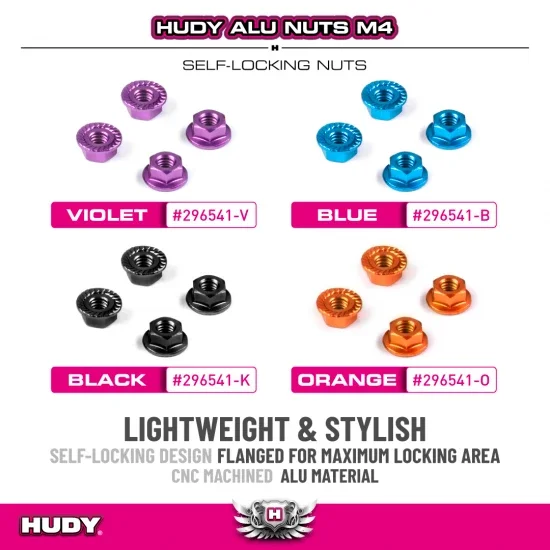 Hudy Aluminium Nut M4 With Serrated Flange - Violet (4) — image 2 of 2
