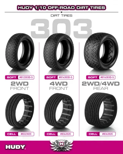 Hudy 1:10 Off-Road Tire 2WD Front Dirt - 303 - Soft (2) — image 2 of 2