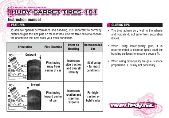 Hudy 101 Carpet 1:10 Buggy Tyres - 2WD/4WD Rear (2) — image 2 of 4