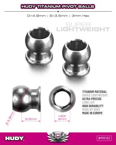 HUDY TITAN PIVOT BALL D 4.9 / S 3.5 / 3mm HEX (2) &mdash; image 2 of 2