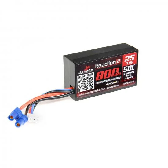 7.4V 800mAh 2S 50C Hardcase LiPo Battery EC2 - Fits Losi Mini Cars &mdash; image 2 of 2
