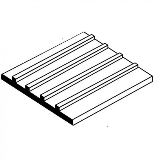 Evergreen 6x12in (15x30cm) Seam Roofing Sheet .040in (1.0mm) Thick 3/8in Groove Spacing (1 Sheet per pack) — image 3 of 6