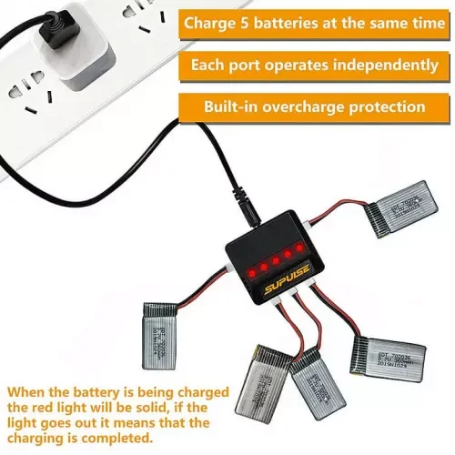 Volantex Supulse 5-In-1 USB 1S 3.7V Micro 5 Port LiPo Charger — image 5 of 5