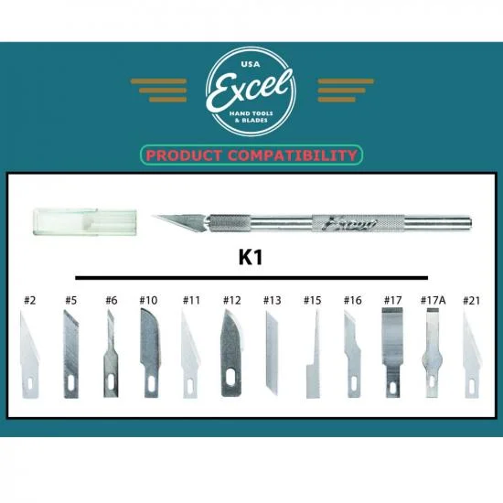 Excel K1 Knife, Light Duty Round Aluminium with Safety Cap — image 3 of 8