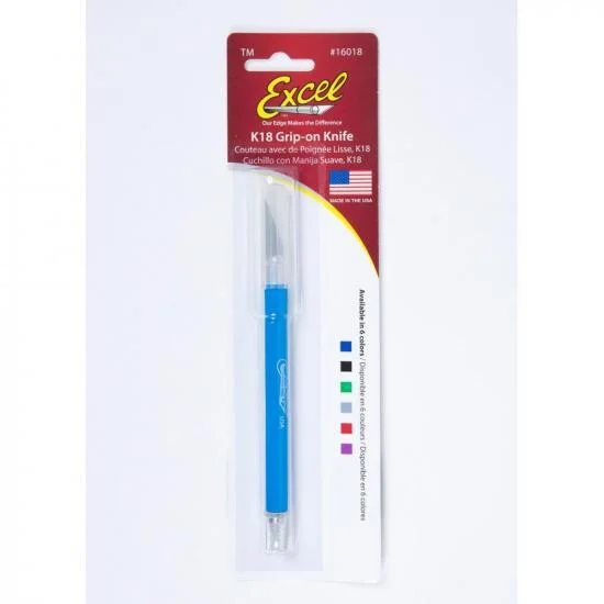 Excel K18 Grip-On Knife with Safety Cap, Blue (Carded) — image 8 of 9