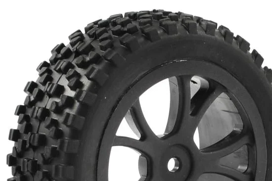 Fastrax Cuboid Buggy Tyres on Black Wheels - 1:10 Buggy Front — image 2 of 4