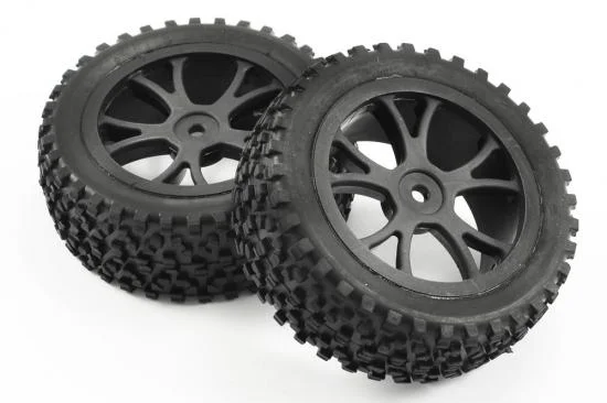Fastrax Cuboid Buggy Tyres on Black Wheels - 1:10 Buggy Front — image 3 of 4