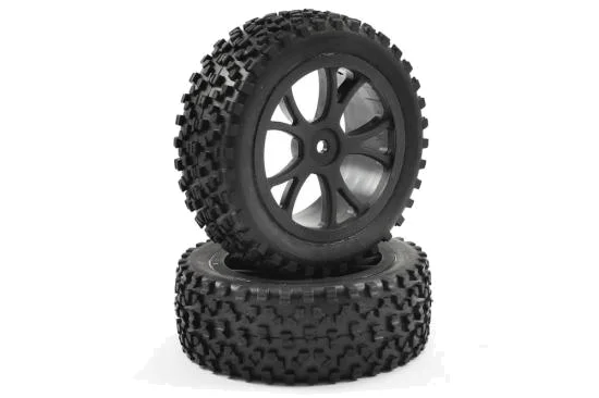 Fastrax Cuboid Buggy Tyres on Black Wheels - 1:10 Buggy Front — image 4 of 4