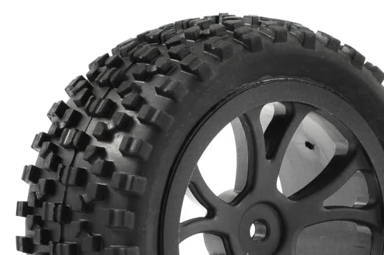 Fastrax Cuboid Buggy Tyres on Black Wheels - 1:10 Buggy Rear — image 2 of 4