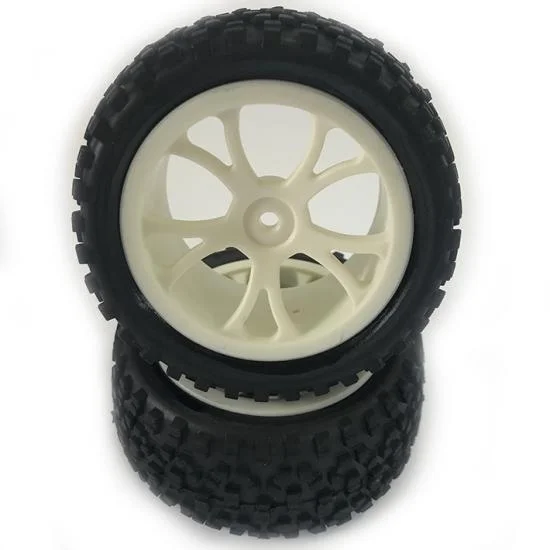 Fastrax 1:10 Cuboid Buggy Rear Tyres Mounted on White 10 Spoke Wheels (2) — image 1 of 3